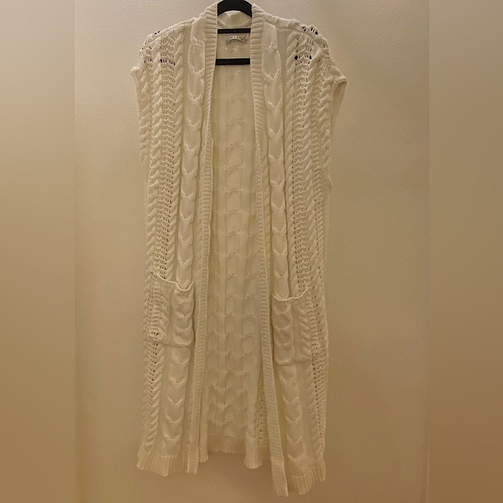 Alice + Olivia Ivory Jodi Cable-Knit Cardigan size L
